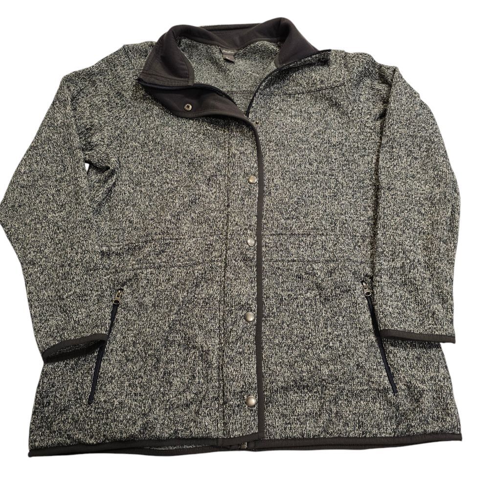 Eddie Bauer Women's Knit Sweater Fleece Lined Jacket Full Zip Heather Green XL